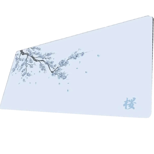 Podložka pod myš a klávesnici velká podložka 400 x 900 x 5 mm světle modrá s větví a modrými květy na počítač i notebook na herní stůl