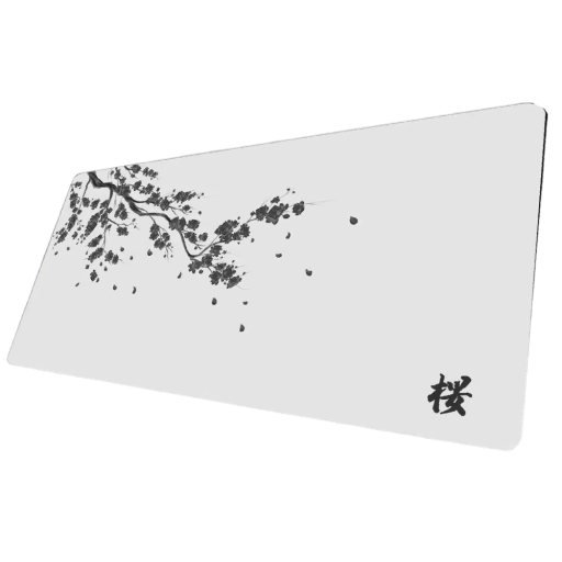 Podložka pod myš a klávesnicu Veľký formát s motívom vetvy a kvetov 350 x 600 x 2 mm Krémovo biela Na pracovný stôl do kancelárie