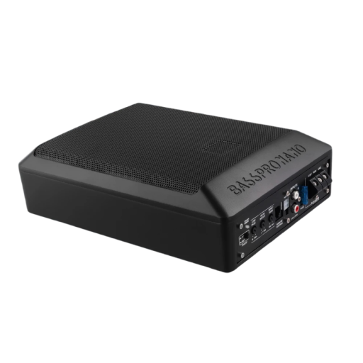 Podofo actieve subwoofer voor auto 600 W dunne onderzetel basluidspreker met versterker 19,8 x 28,3 x 8,2 cm zwart 12 V 4 Ω