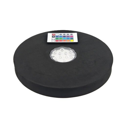 Podstawka pod wodną fajkę LED oświetlenie RGB 16 kolorów 25 cm pianka EVA Zdalne sterowanie Czarna Podstawka pod shishę i akcesoria do hookah