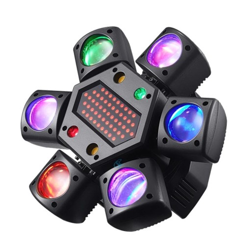 Pohyblivé LED svetlo 80 W RGB lúčové s diaľkovým ovládaním a DMX 237 x 140 mm napájanie 90-240 V čierne na párty a disco aj pódium