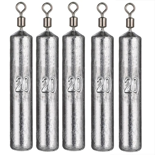 Poids de pêche en plomb cylindrique avec émerillon 5 pcs 20 g Plombs pour la pêche Plongée stable Lancers éloignés Poids pour la pêche de gros poissons