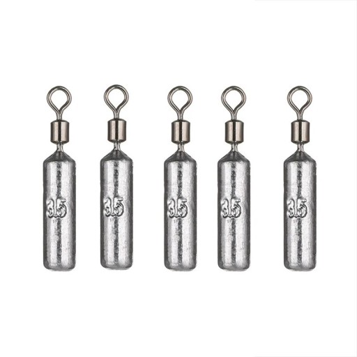 Poids de pêche en plomb cylindrique avec émerillon 5 pcs 3,5 g Poids pour la pêche Plongée stable Lancer à longue distance Poids pour la pêche de gros poissons