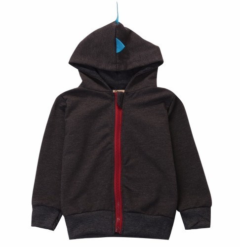 Pojkarnas hoodie - Dinosaurie - Mörkgrå