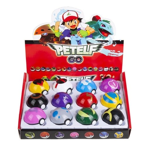 Poké-pallo Pokémon-figuurilla ja tarroilla Poké-pallojen sarja laatikossa Mini Pokémon-figuuri Poké-pallossa, 12 kpl