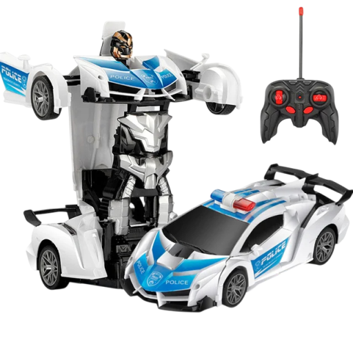 Polizei Elektrisches RC-Auto 2 in 1 Transformationsroboter Fernbedienung Sportmodell Verformungsspielzeug für Kinder Action Boy Geschenk
