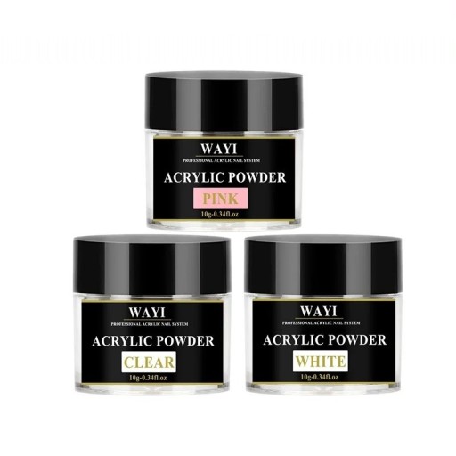 Polvo acrílico para modelar uñas postizas Polvo acrílico en tres colores Polvo acrílico rosa, blanco y transparente 15 g 3 uds