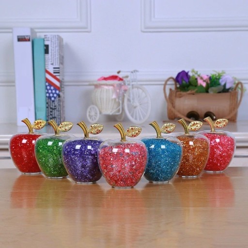 Pomme en verre décorative avec des cristaux