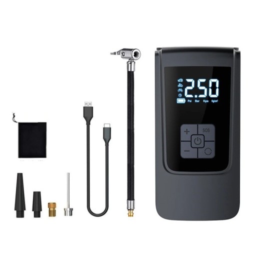 Pompă de aer electrică wireless 16x8 cm compresor portabil pentru bile auto, bicicletă, umflare rapidă, măsurare precisă a presiunii