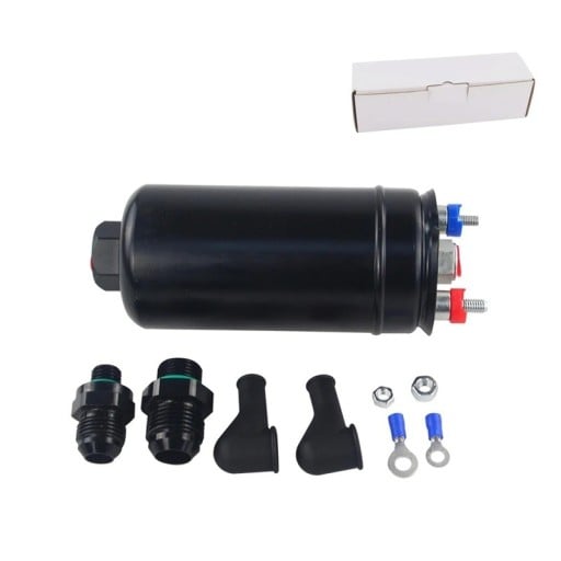 Pompa paliwowa 12 V 125 x 60 mm 370 l/h przy 3 barach Samochodowa elektryczna pompa paliwowa M18x1,5 wejście M12x1,5 wyjście max 8 bar