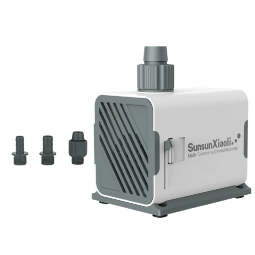 Pompa submersibilă pentru acvariu 55 W cu debit de 3000 l/h și înălțime de pompare de 2,8 m cu trei capete de racordare de 25 mm și ax ceramic în culoarea alb-gri