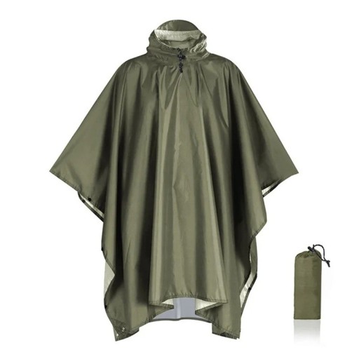 Poncho imperméable multifonction 210 × 140 cm léger pliable avec capuche pour usage extérieur randonnée camping abri d'urgence