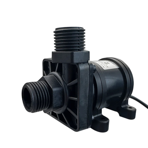 Ponorné bezkartáčové čerpadlo 12 V s DC konektorem pro průtok 700 l/h do výšky 5 m při příkonu 14 W s krytím IP68 a černým tělem