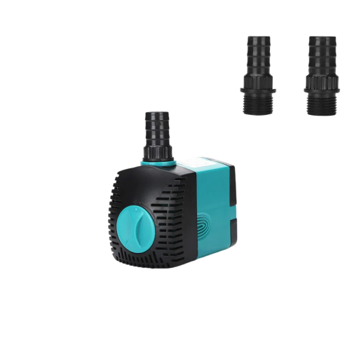 Ponorné čerpadlo 25 W s průtokem 1200 l za hodinu a výtlakem 2 m s koncovkami 16 a 19 mm v černo-tyrkysovém provedení do jezírka