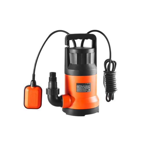 Ponorné čerpadlo 700 W s krytím IPX8 a průtokem 15142 l/h s výtlakem 9,4 m a rukojetí o rozměrech 163 x 155 x 318 mm v oranžové barvě