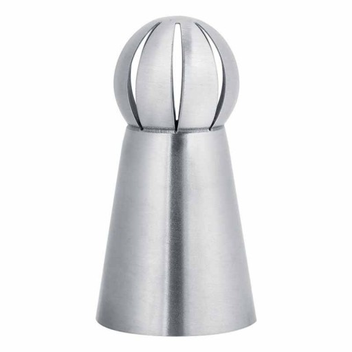 Ponta de decoração para bolos e muffins com creme Cabeça redonda com recortes Altura 6 cm e diâmetro 3 cm Aço inoxidável