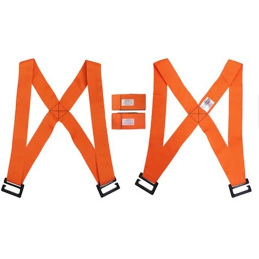 Popruhy na stěhování nábytku pro 2 osoby nosnost 110 kg délka 270 cm šířka 4,5 cm nylonové oranžové zvedací popruhy
