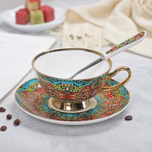 Porcelánová čajová sada s květinovým motivem 3 ks