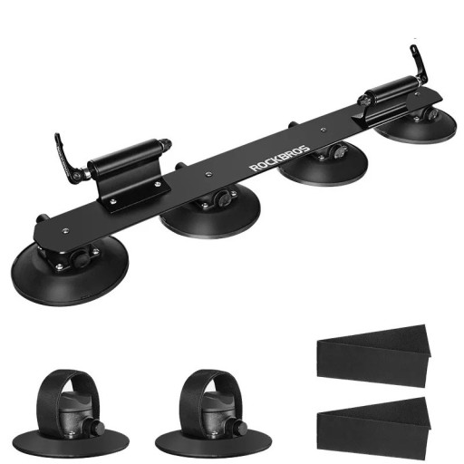 Portabicicletas de techo ROCKBROS para dos bicicletas con cuatro ventosas 82 x 13 cm para el techo del coche sin taladrar ni montaje permanente