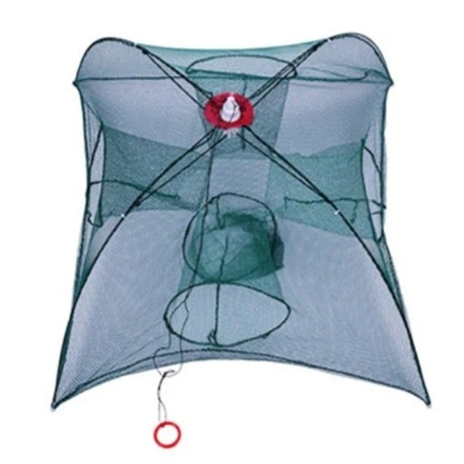 Portable Fishing Net with Four Openings Folding Fish Trap Durable Mesh Lightweight and Compact Design for Easy Fishing Easy to Use in Freshwater