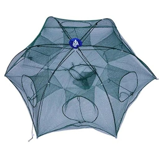 Portable Fishing Net with Six Openings Folding Fish Trap Durable Mesh Lightweight and Compact Design for Easy Fishing Easy to Use in Freshwater