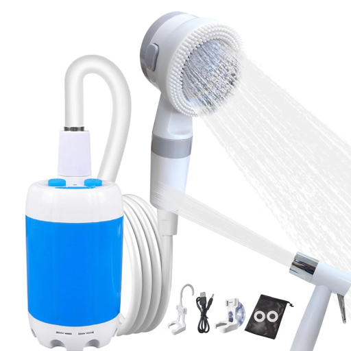 Portable Rechargeable Outdoor Shower 5l-3l/min 200cm Hose ABS PVC Massage Head Car Wash Nozzle Camping Travel Charging Cable