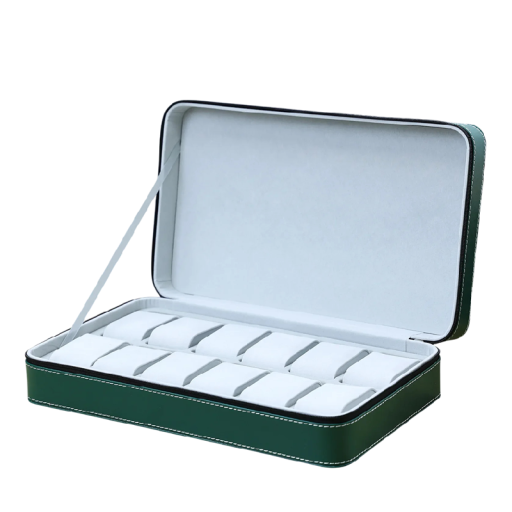 Portable Watch Storage Box with 12 Slots Zip PU Leather with Organiser for Safe Storage and Travel with Watches