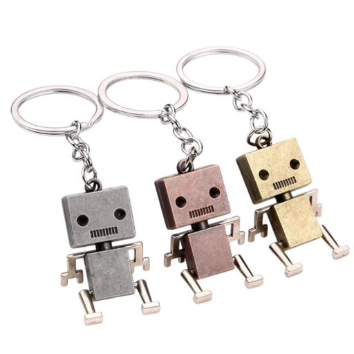Portachiavi 10 cm Robot mobile Lega metallica Parti articolate Anello metallico Decorazione per chiavi Zaino Borsa