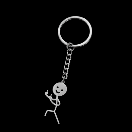 Portachiavi Stickman 20 x 38 mm Acciaio inossidabile Divertente ciondolo in metallo per chiavi Accessorio minimalista per zaino e borsa