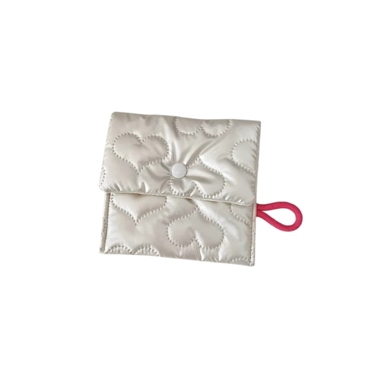 Portafoglio da donna con motivo a cuore 13 x 11,5 cm materiale PU Portafoglio per monete Pochette cosmetica Organizer con chiusura a pressione