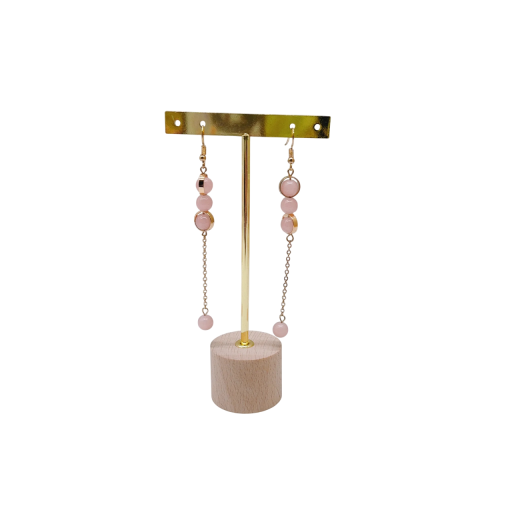 Porte-bijoux en T en métal avec socle en bois 14,6 × 7,6 cm organisateur pour boucles d'oreilles et petits bijoux