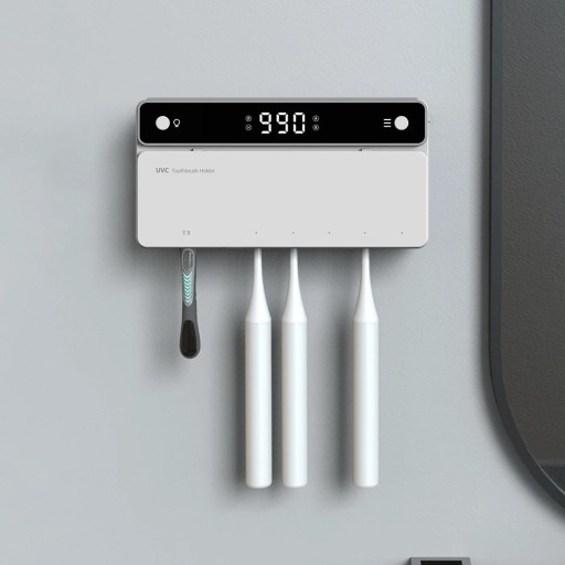 Porte-brosse à dents avec sèche-cheveux et stérilisation UV 4000 mAh Affichage LED Stérilisateur mural rechargeable Salle de bain