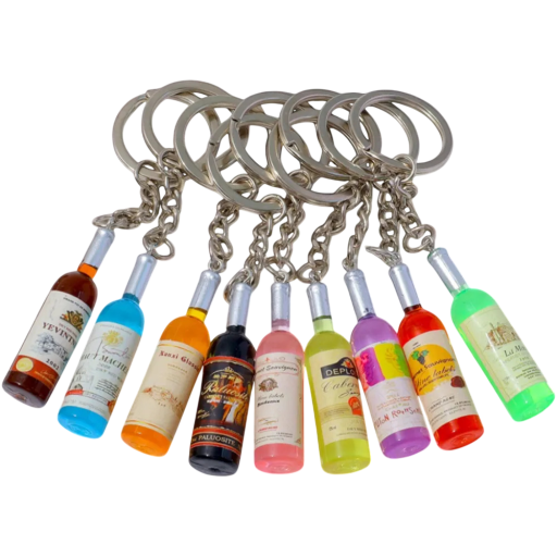 Porte-cheie cu sticlă de vin 5 cm Sticlă mini din plastic Ornament pentru chei rucsac geantă Cadou original pentru iubitorii de vin