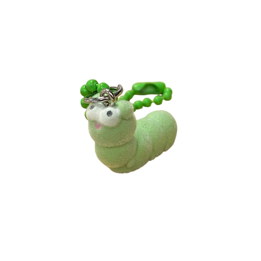 Porte-clés 2 cm Mini chenille en peluche Résine Matériau en flocons Décoration mignonne pour clés Sac à dos