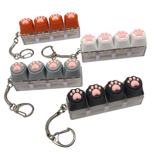 Porte-clés avec quatre pattes de chat en silicone souple Jouet anti-stress Pendentif pour clés, sac à dos ou mobile