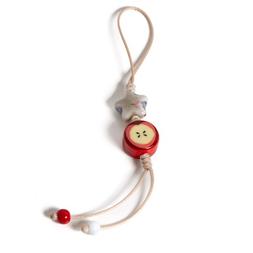 Porte-clés boho avec pendentif étoile et pomme Cordons décoratifs pour téléphone pendentif pour clés ornement pour sac à main sac à dos accessoire en perles