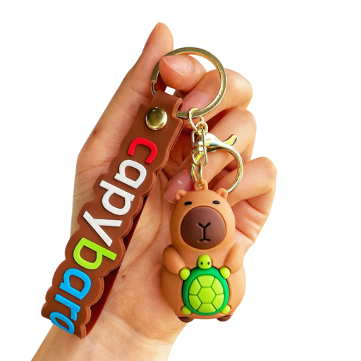 Porte-clés Capybara avec tortue Pendentif mignon pour clés et sac à dos Design original en résine avec mousqueton en métal