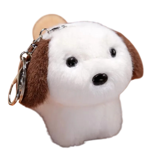 Porte-clés en peluche Chien Accessoire mignon pour sac à dos et sac à main Jouet en peluche doux avec mousqueton et anneau en métal