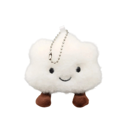 Porte-clés mignon avec nuage en peluche 6 x 8 cm Pendentif doux pour clés Décoration pour sac à dos et sac à main
