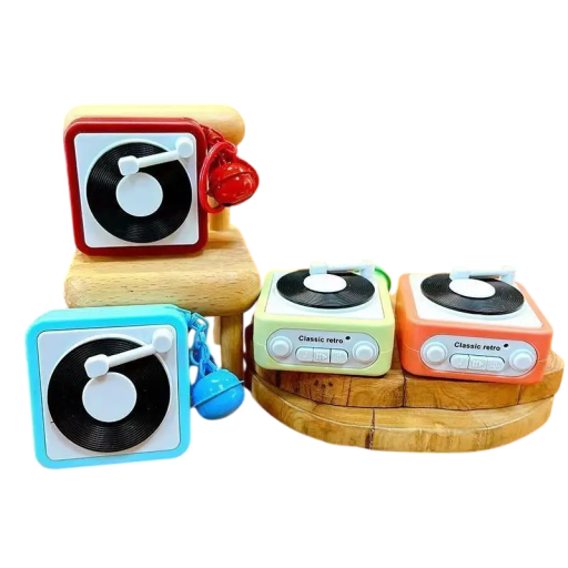 Porte-clés rétro en forme de magnétophone Boîte à musique Porte-clés en plastique avec musique Accessoire décoratif vintage