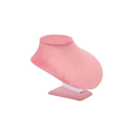 Porte-collier en velours 20 × 18 × 15 cm velours rose support de bijoux présentoir à colliers