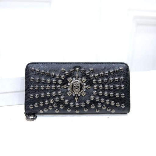 Portefeuille en cuir pour femme avec crâne M390