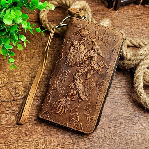 Portefeuille en cuir pour homme avec dragon