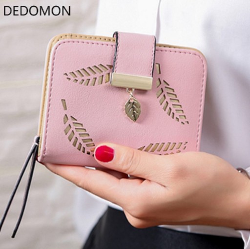 Portefeuille pratique pour femmes avec motifs de feuilles J795