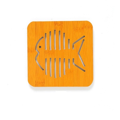 Posavasos de madera con motivo de peces