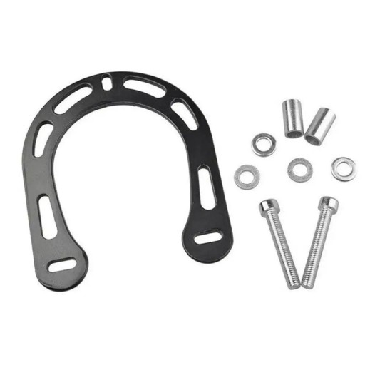 Posilovač bŕzd na bicykel V-brake 11,5 × 13,5 cm hliníková zliatina čierno-strieborný stabilizátor brzdného výkonu pre horské bicykle