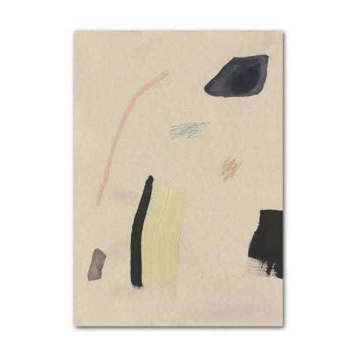 Póster abstracto de pared formas minimalistas 30 × 45 cm impresión en lienzo fondo beige con elementos contrastantes decoración para interiores sin marco