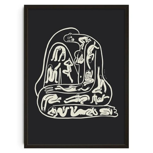 Póster abstrato 50x70 cm Figuras nuas em preto e branco Arte linear Moderno minimalismo Decoração vintage Quarto Sala de estar