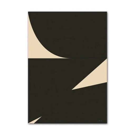 Pôster abstrato de grande formato para parede geometria negra 40 × 60 cm impressão em tela preto e bege motivo minimalista decoração de interiores