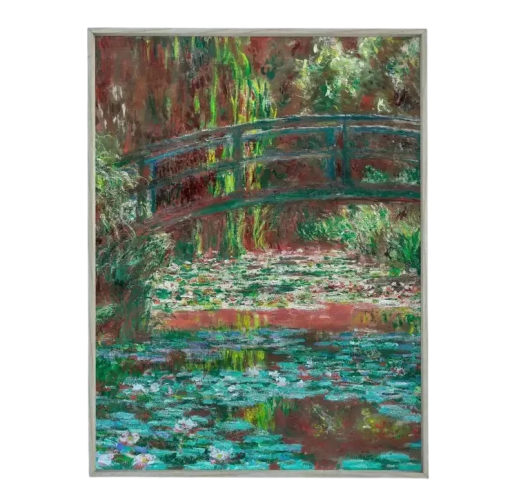 Póster artístico 50 x 70 cm Lírios e ponte japonesa Claude Monet Impressionismo Impressão em tela Sem moldura Decoração de parede